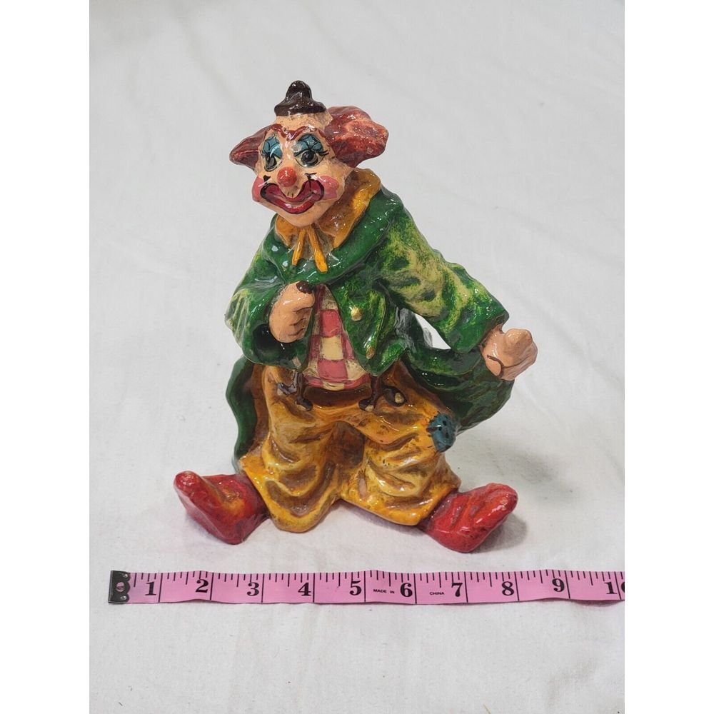 VTG Paper Mache Clown‎ Standing Baggy Happy Smiling Face signed Alvarez Meline